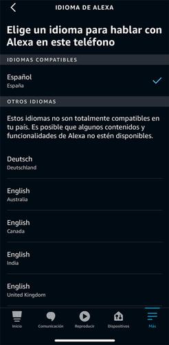 Cambiar idioma en la app Alexa