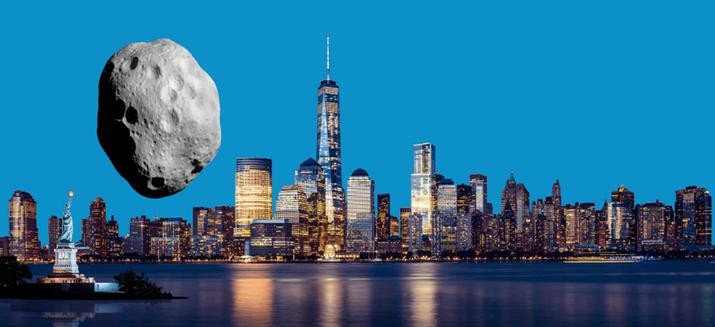 Tamaño del asteroide sobre Nueva York