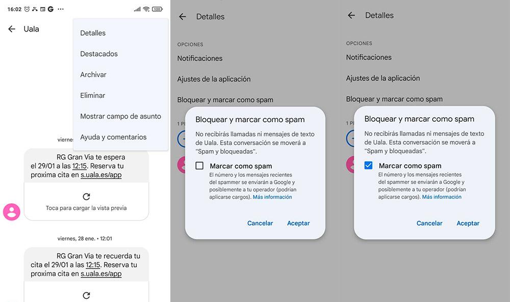 Pasos for bloquear un SMS på Android
