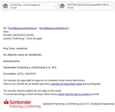 Campaña de estafa banco Santander