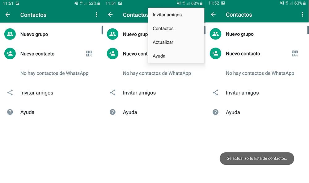 Updating contacts on WhatsApp