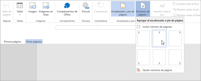 Numeración Office en línea (Microsoft 365)