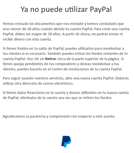 paypal legal age