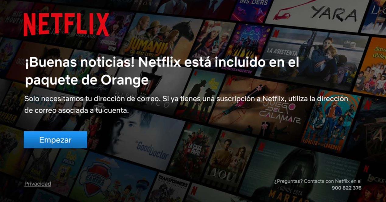 Asociar cuenta de Netflix a Orange