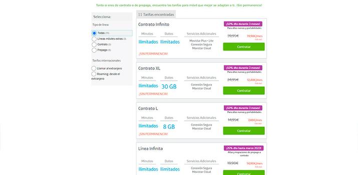 Offers Movistar mobile rates