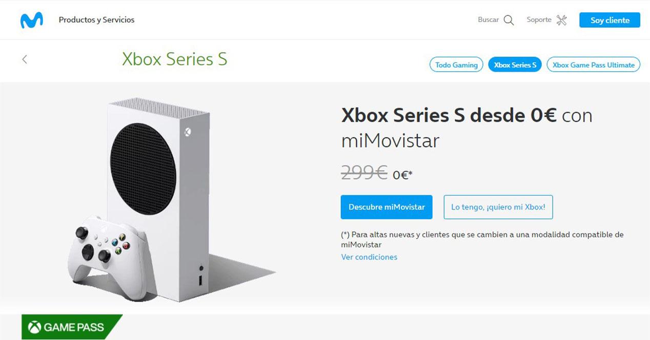 Xbox Series S en Movistar