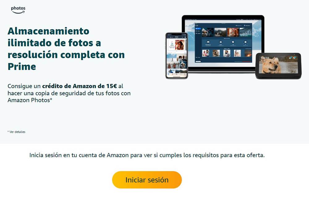 promoción 15 euros regalo Amazon Photos