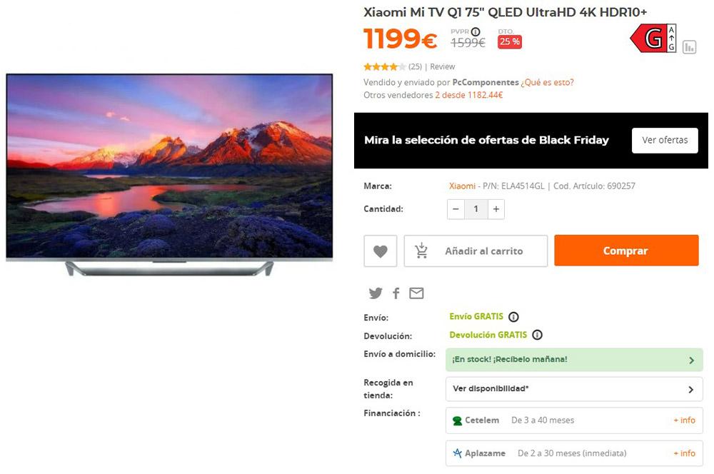 Xiaomi Mi TV Q1 75 en oferta