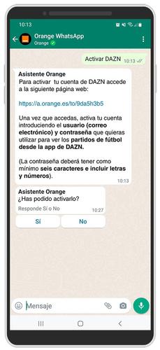 Así puedes activar DAZN con Orange a través de WhatsApp y verlo en móvil y Smart TV