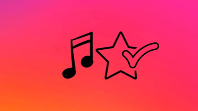 Imagen de un icono de música sobre fondo rosa