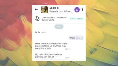 confusion Wallapop plumas pamela