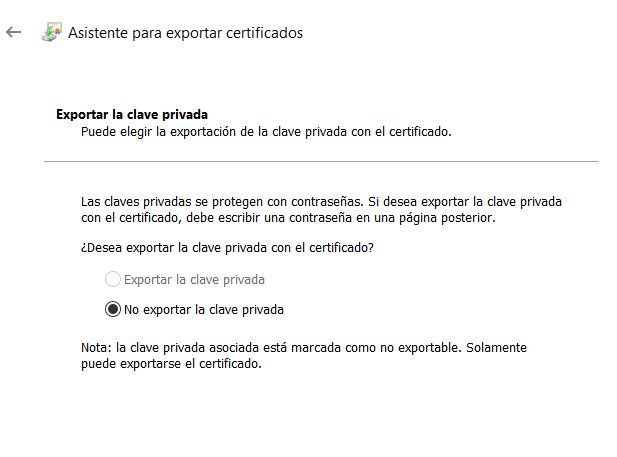exportar certificado digital clave privada