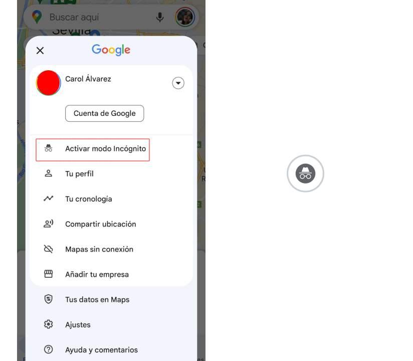 enable incognito maps mode