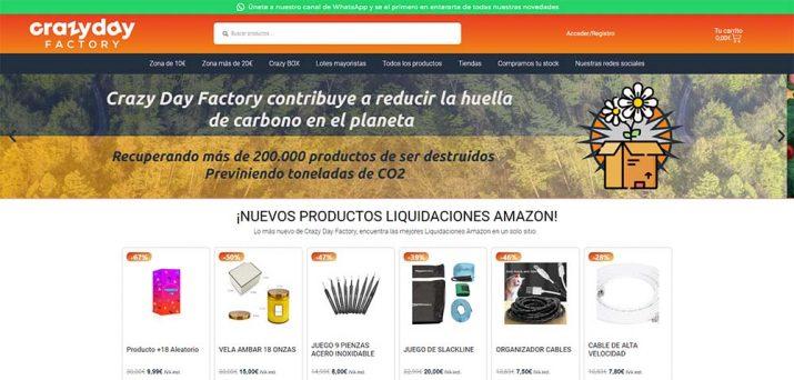 Página web del outlet de devoluciones de Amazon