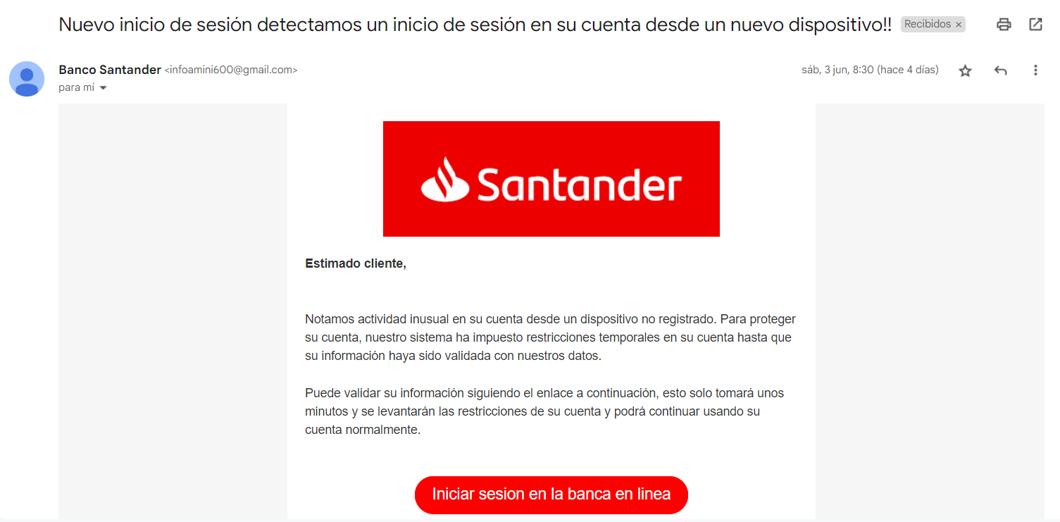 banco Santander estafa
