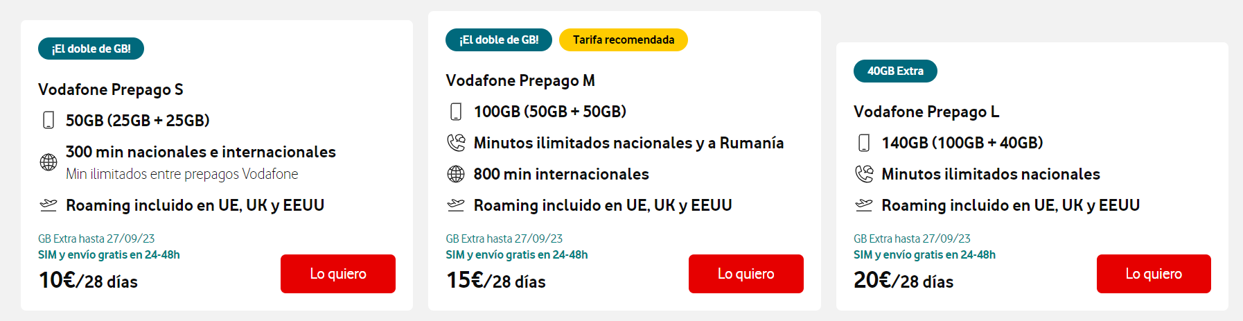 Vodafone tarjeta prepago roaming