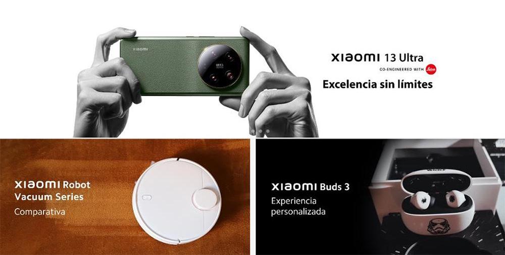 Xiaomi 13 verde en mano, aspirador y auriculares