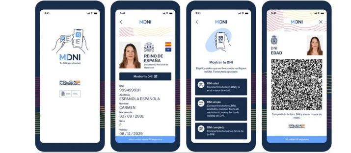 Interfaz de la aplicación MiDNI disponible oficialmente en España