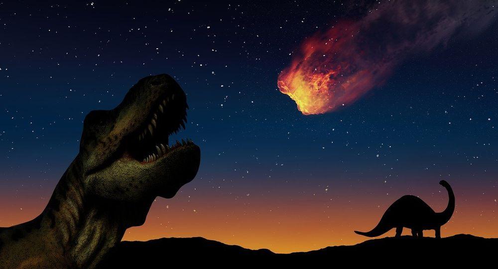 Tiranosaurio Rex cayendo asteroide