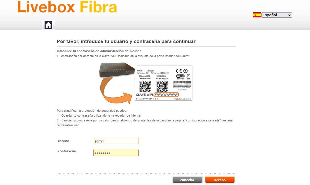 accesso in fibra livebox