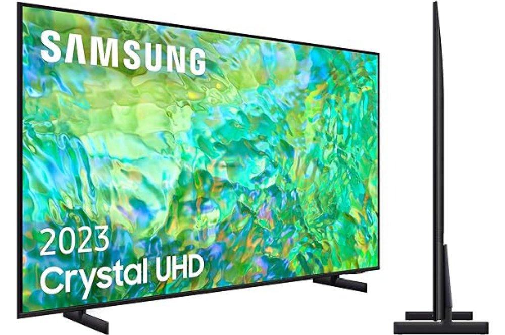 Samsung TV Crystal de frente y de canto