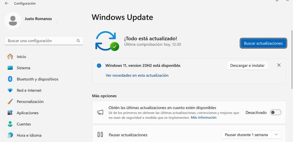 Actualizar sistema operativo Windows 11 versión 23H2