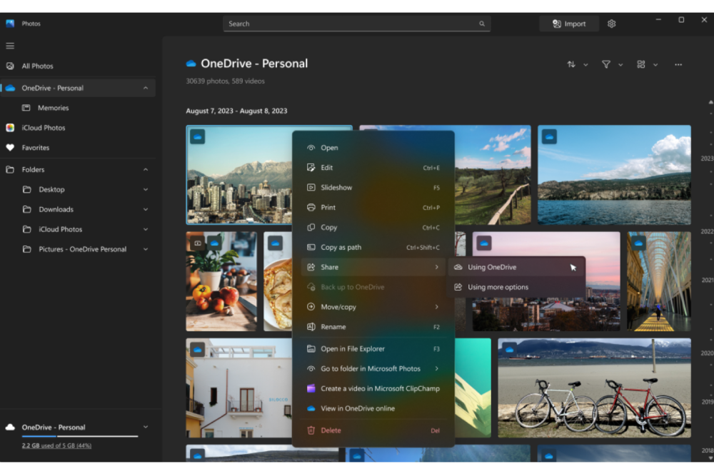Windows 11 copiar archivos aplicación fotos