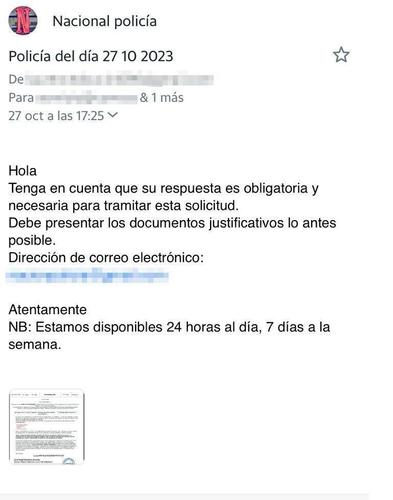 correo electronico hackers suplantacion policia