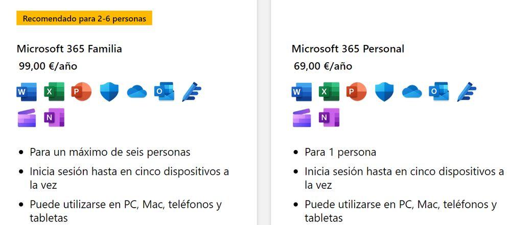 Precios de Microsoft 365