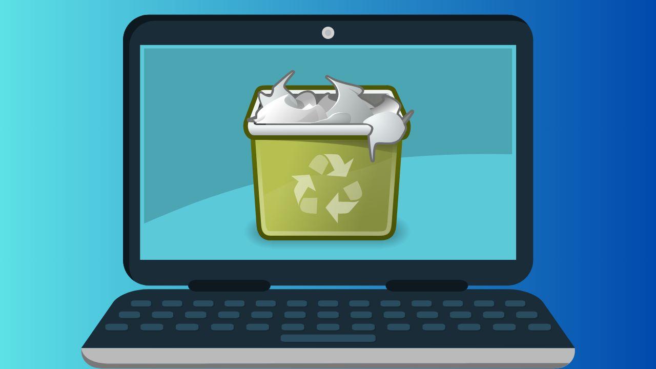Icono de papelera de reciclaje en ordenador