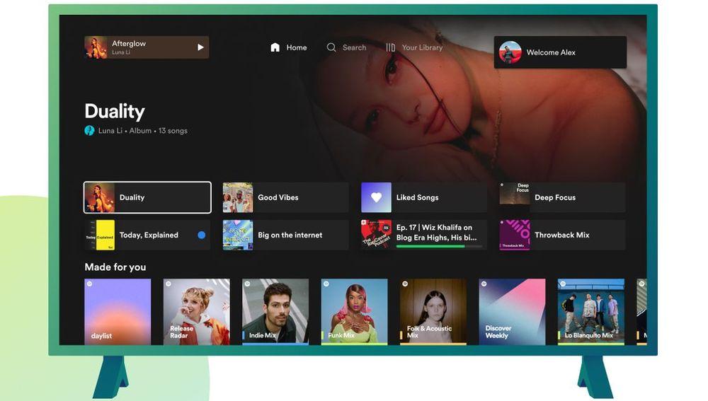 Interfaz app Spotify Smart TV