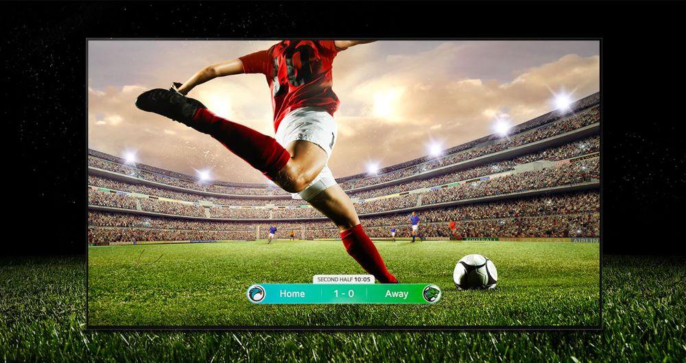 Televisión Smart LG OLED65B36LA mostrando un partido de fútbol