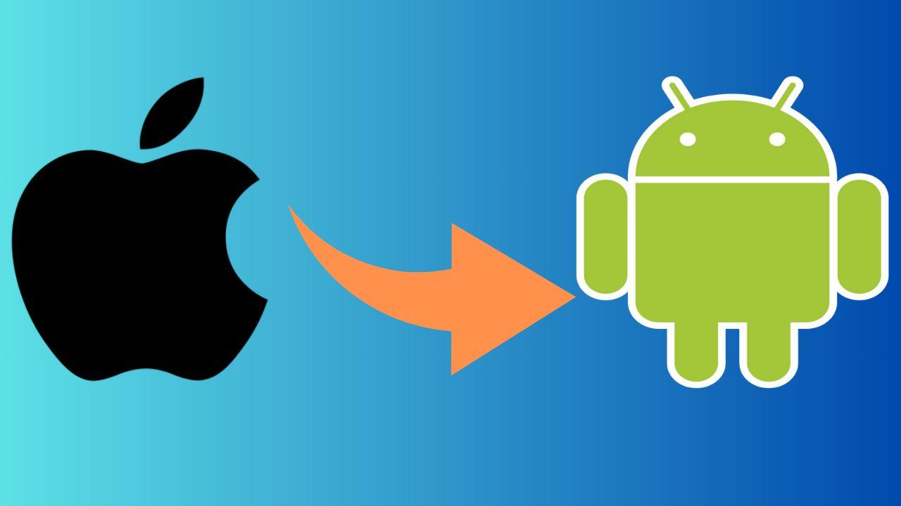 Logo de la manzana de Apple pasando a Android