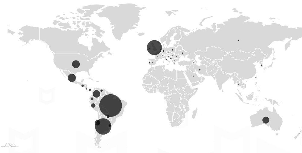 Mapa de las infecciones que se han producido de Xamalicious