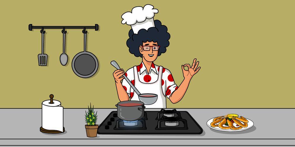 Pepephone vestido de cocinero cocinando tarifas