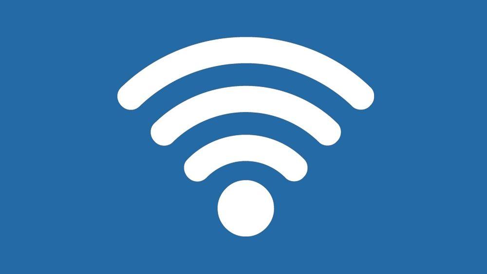Símbolo de WiFi en color blanco sobre un fondo azul