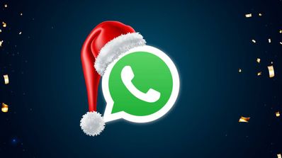 Logo de WhatsApp con gorro de Navidad
