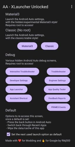 Launcher para Android Auto que desbloquea opciones ocultas