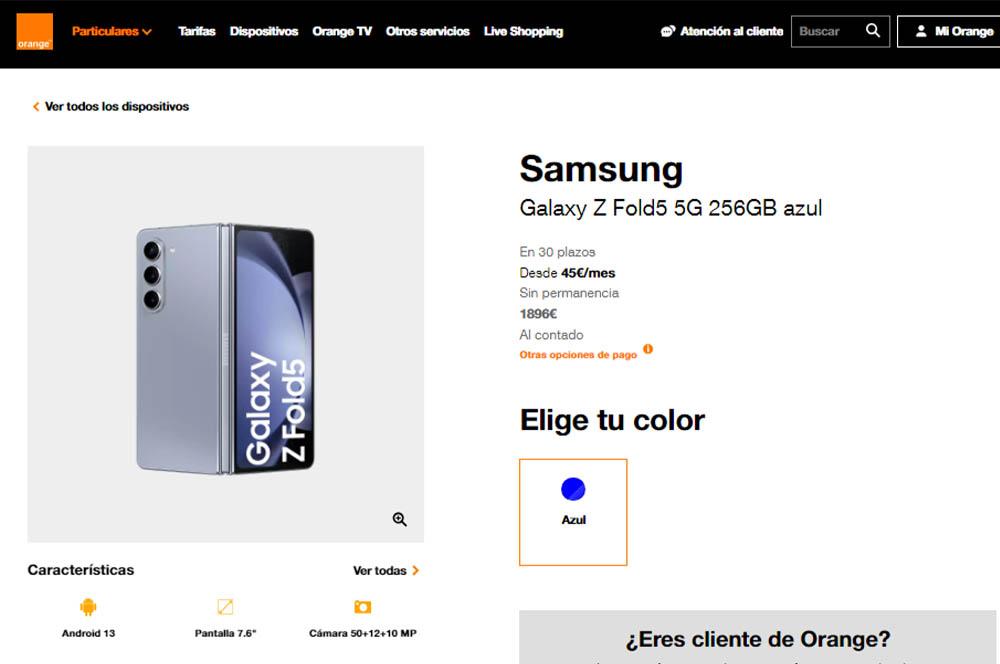 Samsung Galaxy Z Fold5 en Orange