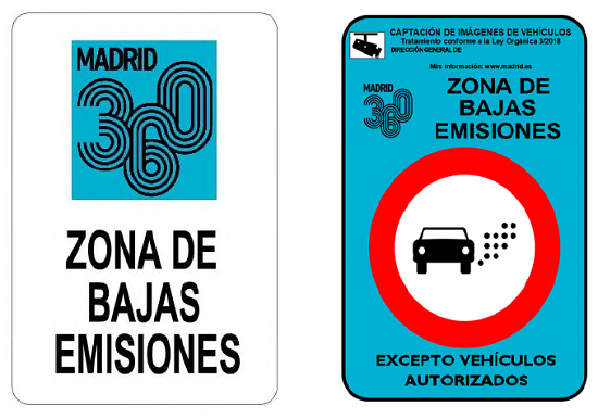 Señales de Zonas de Bajas Emisiones en Madrid
