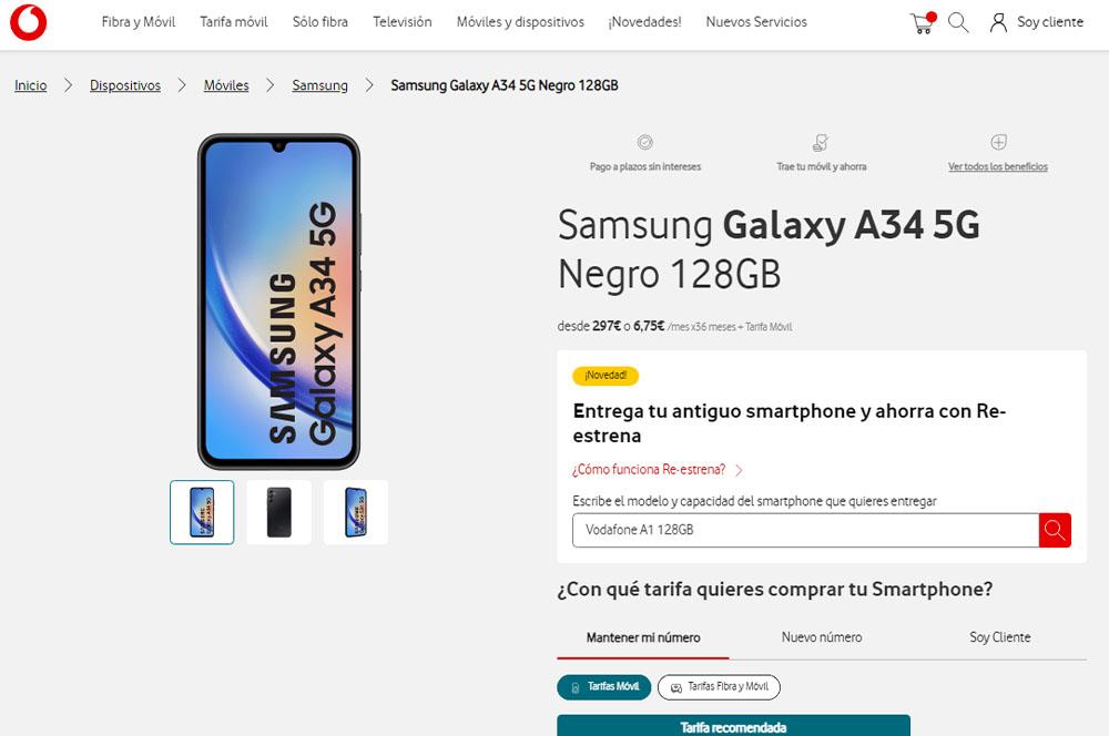 Samsung Galaxy A34 5G en Vodafone