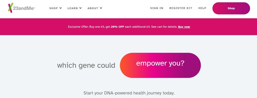 Captura de la web de 23andMe