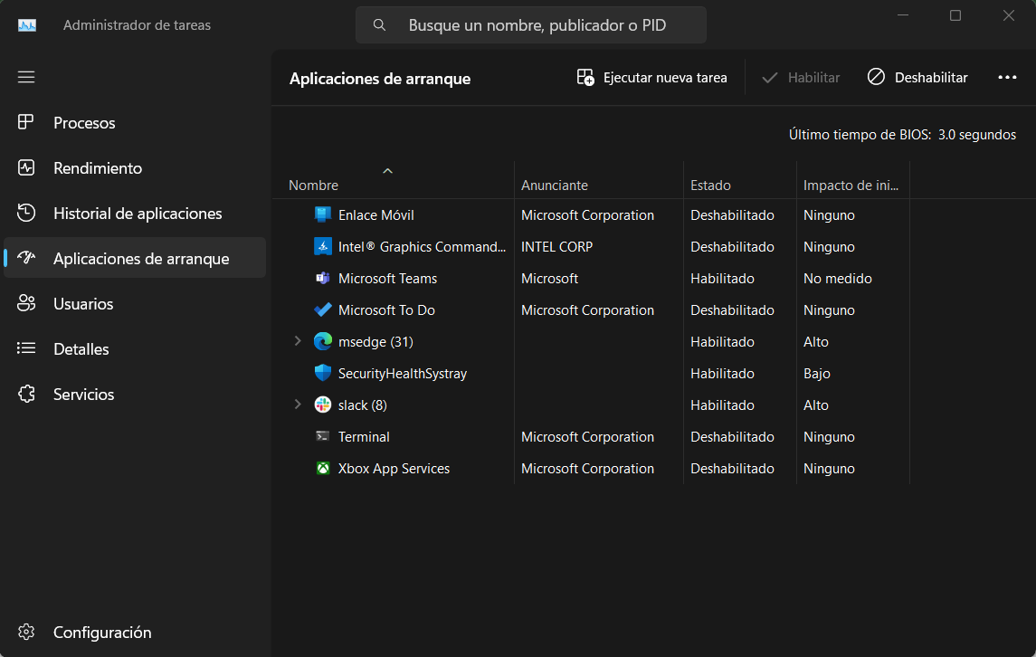 Windows 11 aplicaciones de inicio