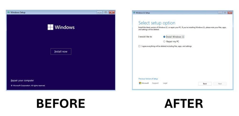 Diferencia entre el Instalador de Windows clásico y el actual