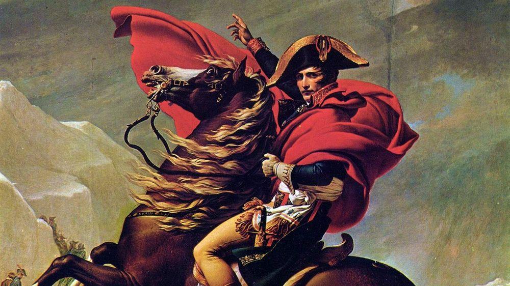 Cuadro que muestra a Napoleón Bonaparte subido en un caballo