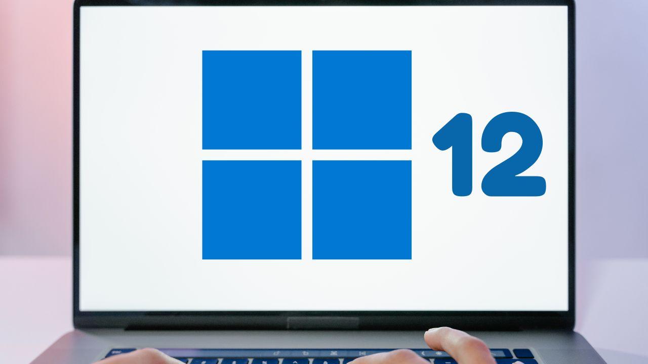 Un ordenador portátil con el texto de Windows 12 en la pantalla