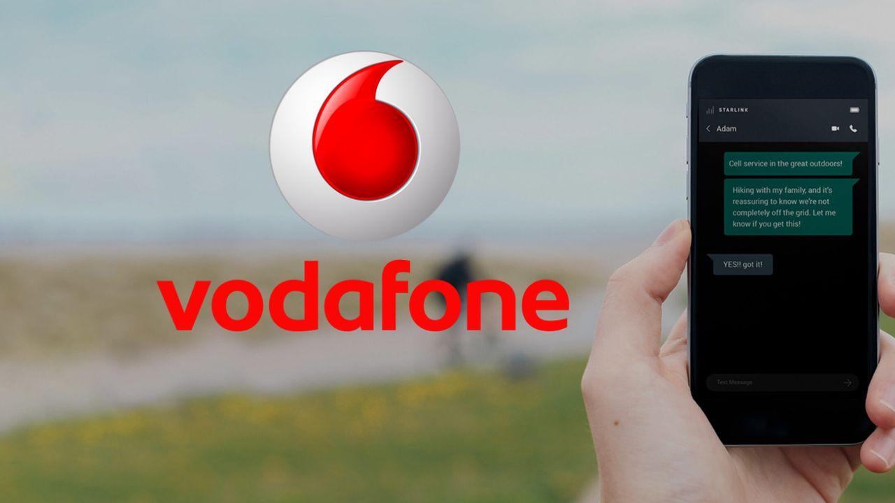 Servicio Starlink y el logo de Vodafone al lado