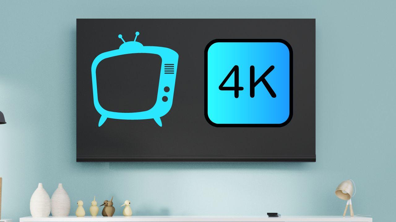 Televisión con icono de TV y señal 4K