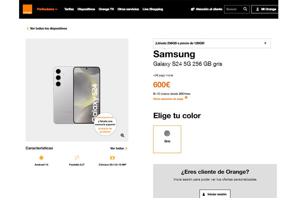 Samsung Galaxy S24 en Orange