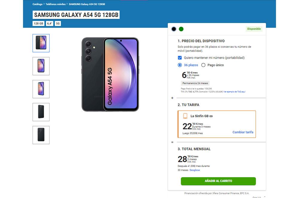 Samsung Galaxy A54 5G en Yoigo